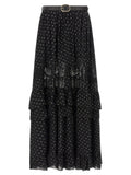 Black 'And Gold Chiffon Lace Maxi' Skirt 1