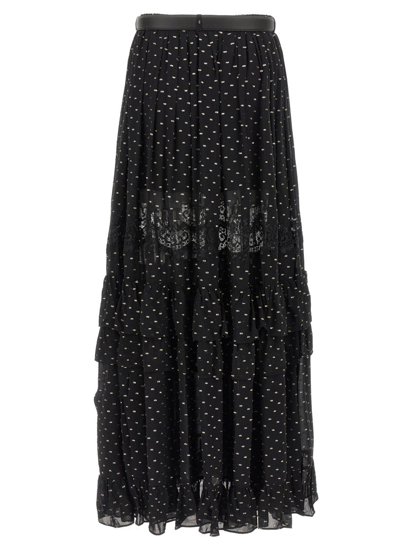 Black 'And Gold Chiffon Lace Maxi' Skirt 2