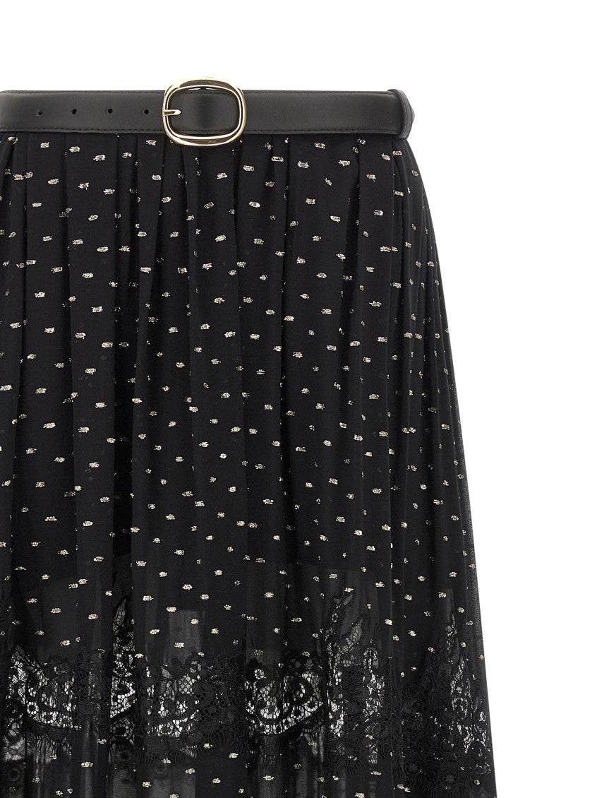 Black 'And Gold Chiffon Lace Maxi' Skirt 3