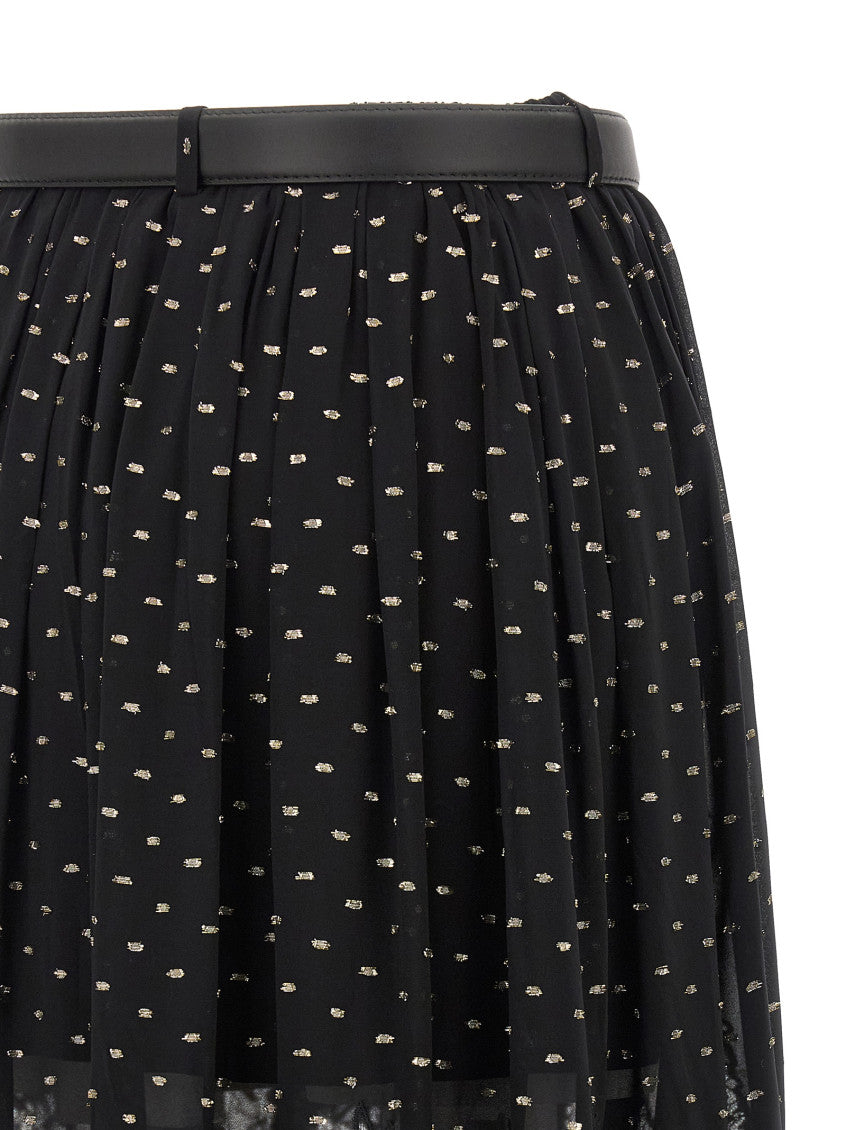 Black 'And Gold Chiffon Lace Maxi' Skirt 4