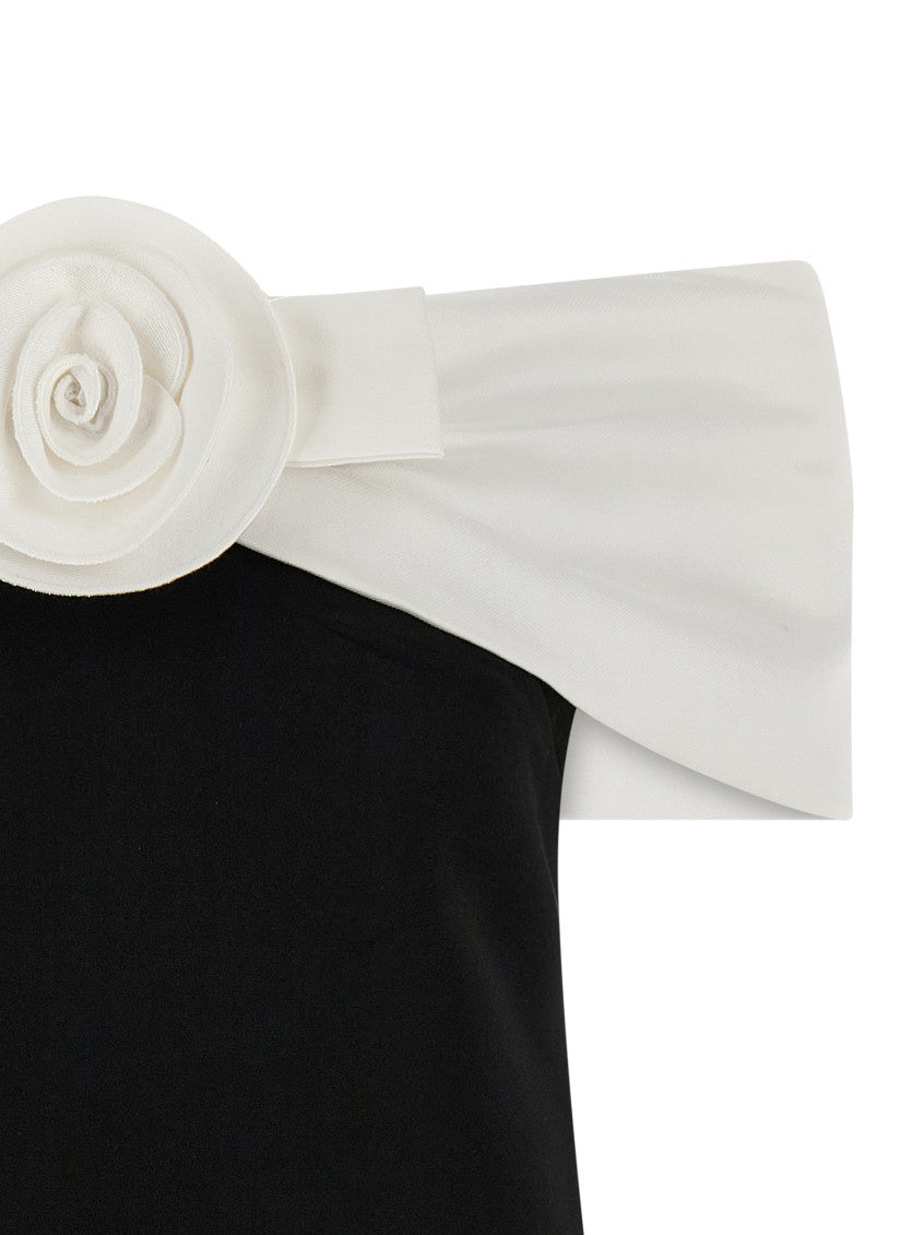 Black 'Crêpe Flower Mini' Dress 3