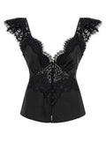 Black 'Satin Lace' Top 1