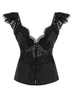 Black 'Satin Lace' Top 1