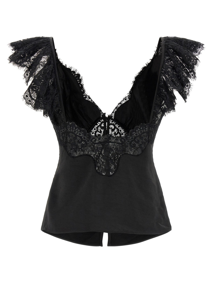 Black 'Satin Lace' Top 2