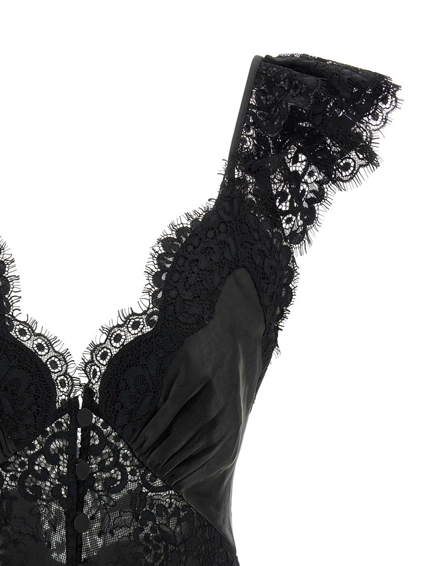 Black 'Satin Lace' Top 3