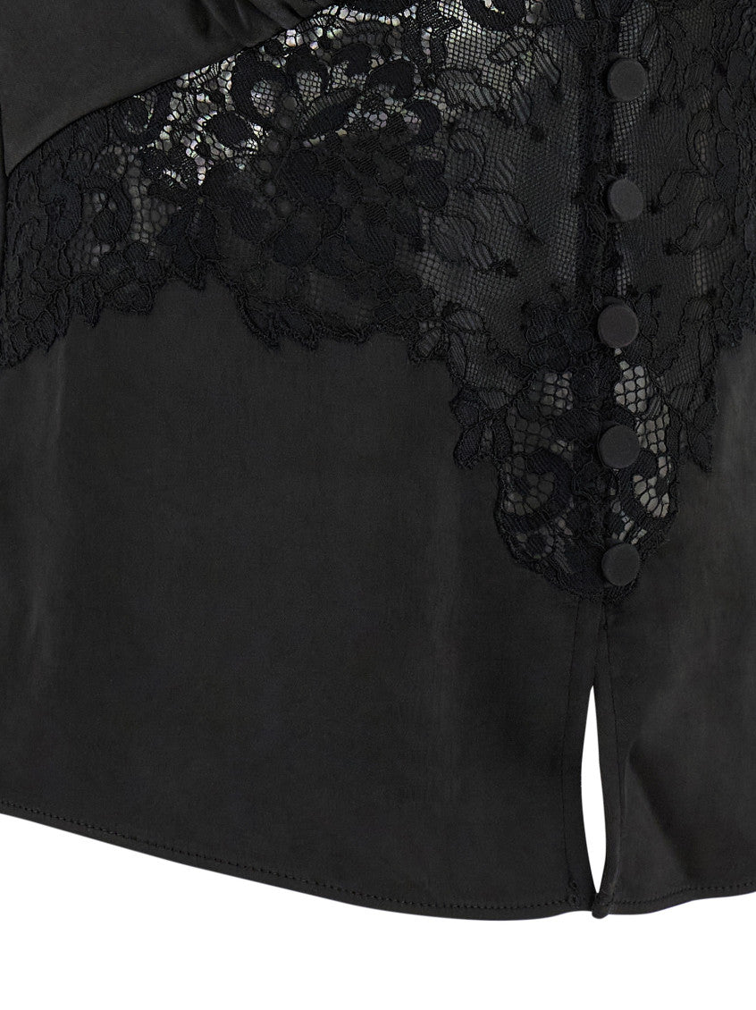 Black 'Satin Lace' Top 4