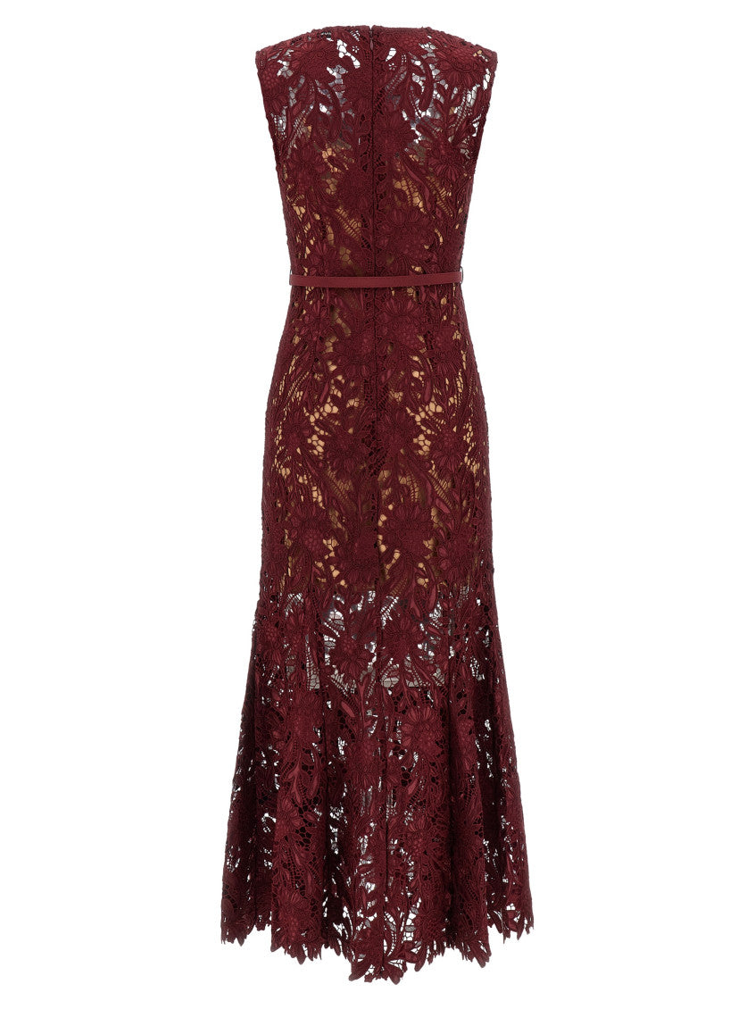 Maroon 'Guipure Lace Midi' Dress 2