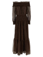 Brown 'Georgette Off Shoulder Maxi' Dress 1