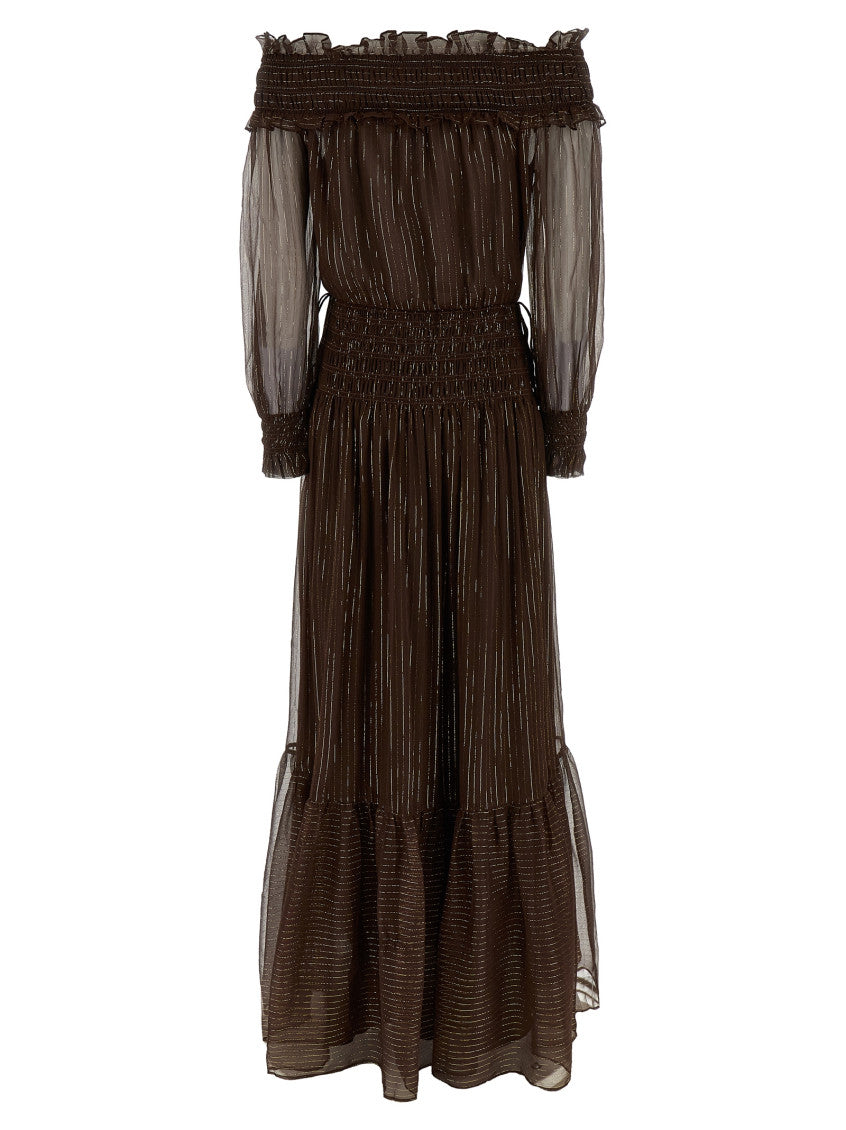 Brown 'Georgette Off Shoulder Maxi' Dress 2