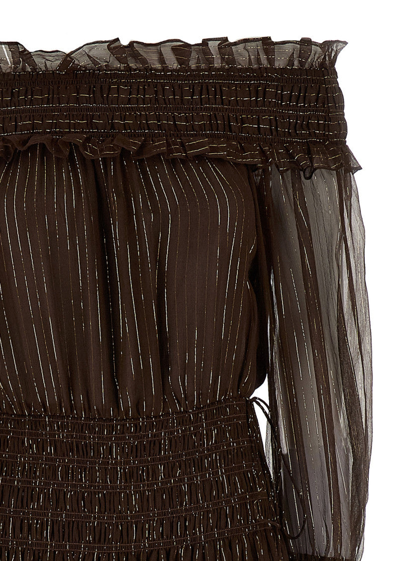 Brown 'Georgette Off Shoulder Maxi' Dress 3