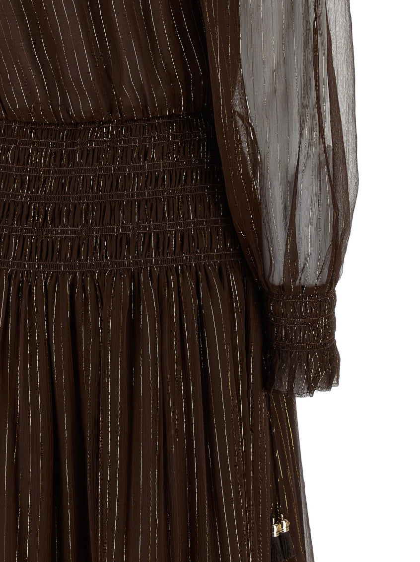 Brown 'Georgette Off Shoulder Maxi' Dress 4