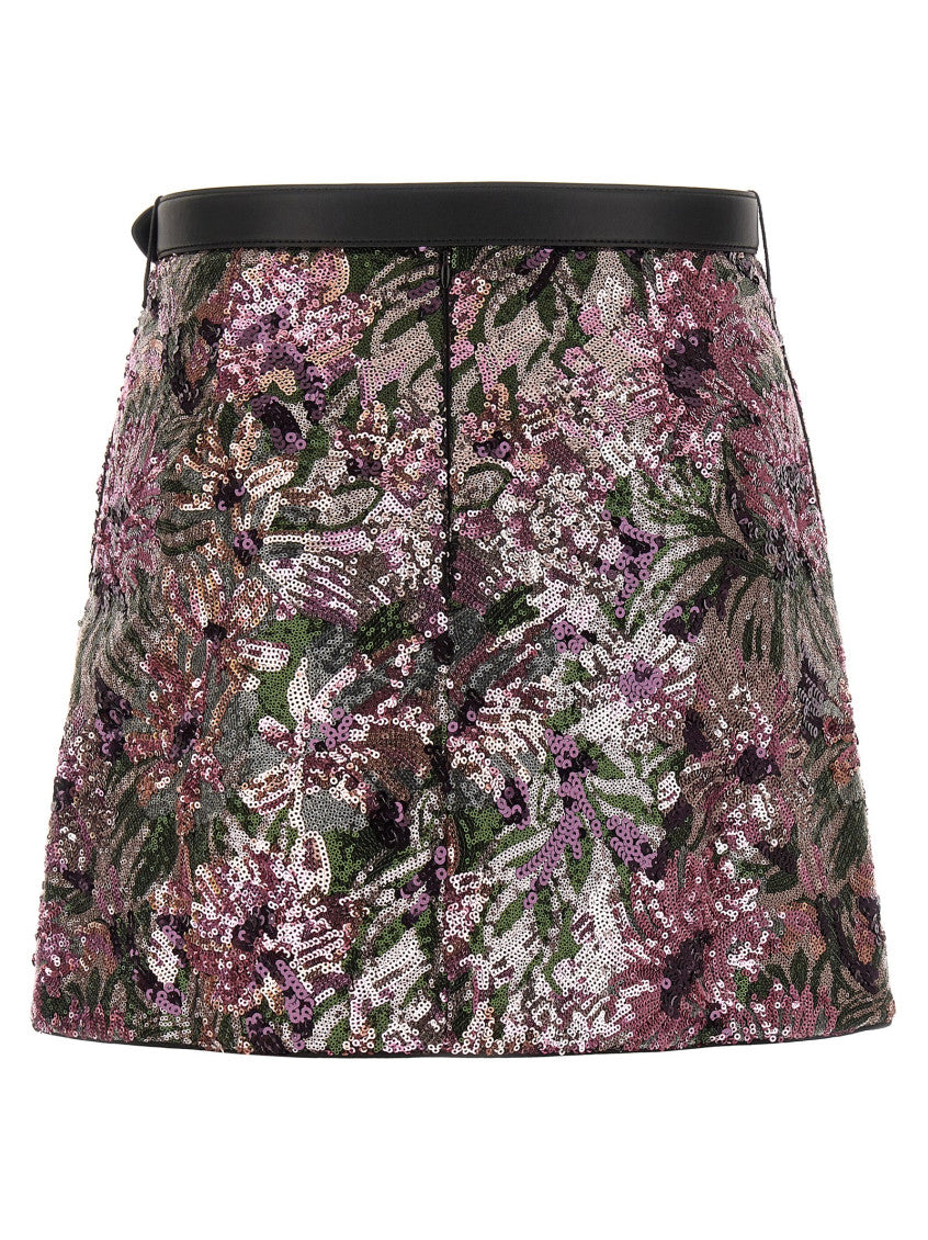 Pink 'Floral Sequin Mini' skirt 2