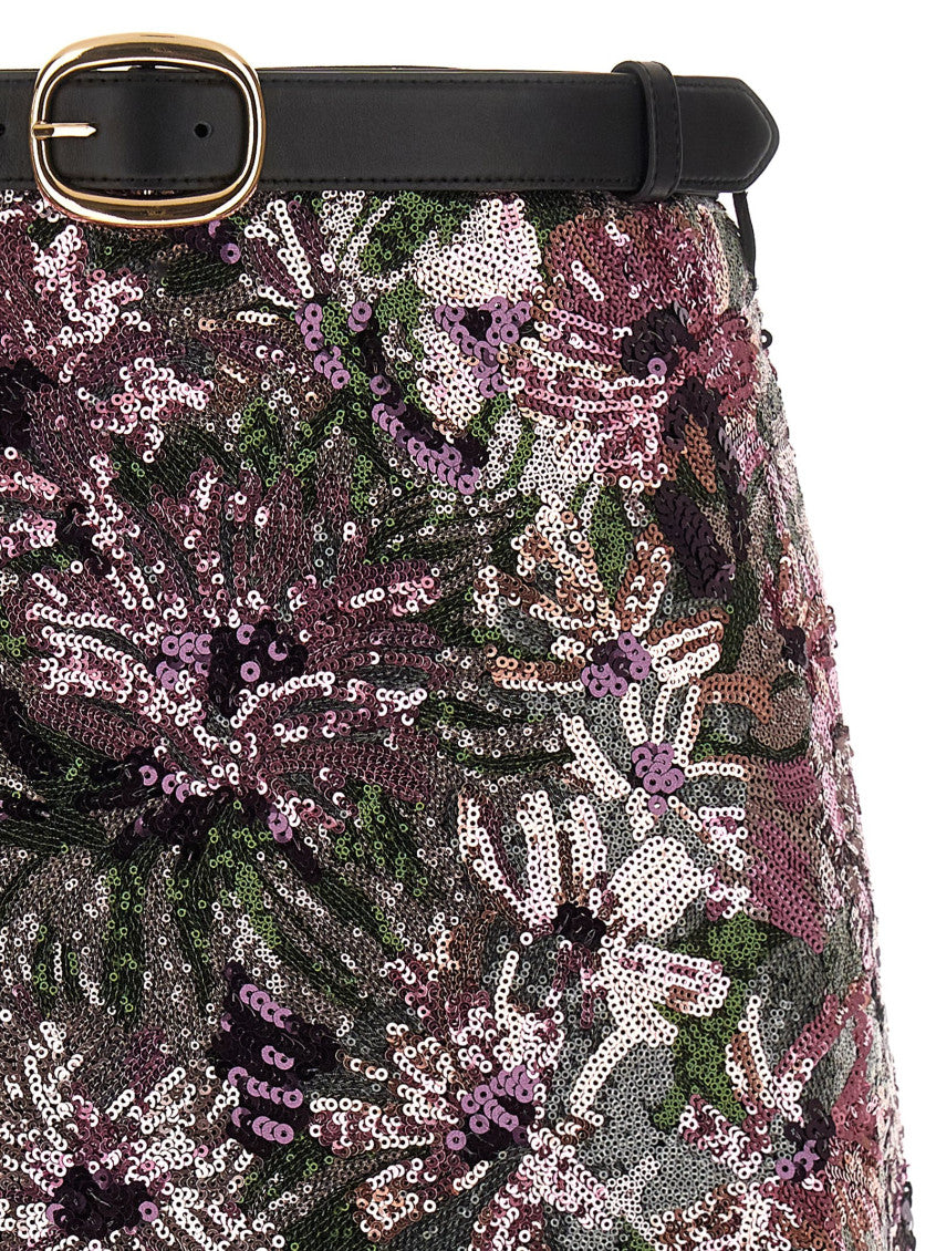 Pink 'Floral Sequin Mini' skirt 3