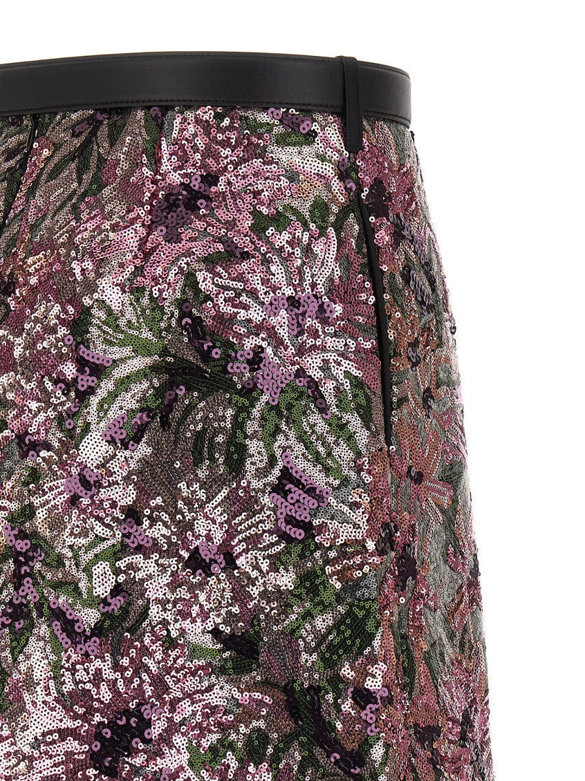 Pink 'Floral Sequin Mini' skirt 4