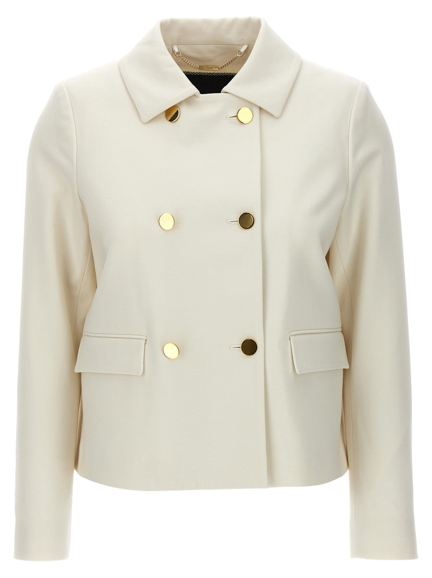 White Cropped Double-breasted Jacket 1