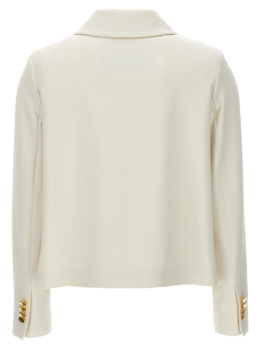 White Cropped Double-breasted Jacket 2