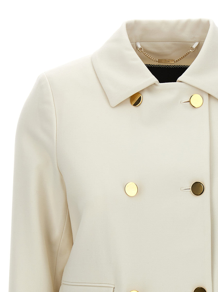 White Cropped Double-breasted Jacket 3