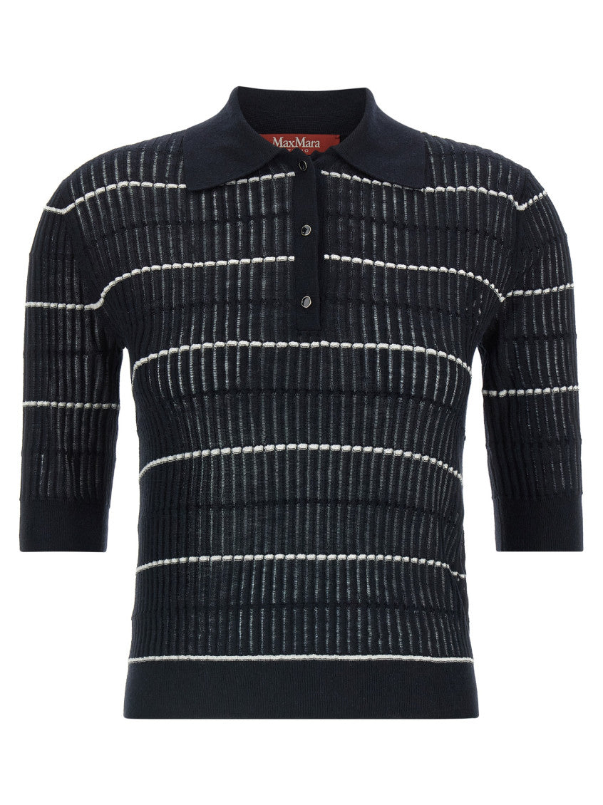 Blue Shirt Collar Striped Polo 1