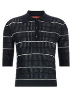 Blue Shirt Collar Striped Polo 1