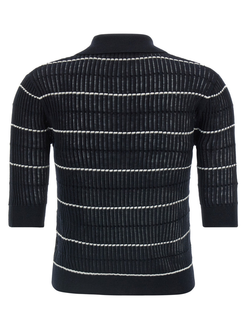 Blue Shirt Collar Striped Polo 2