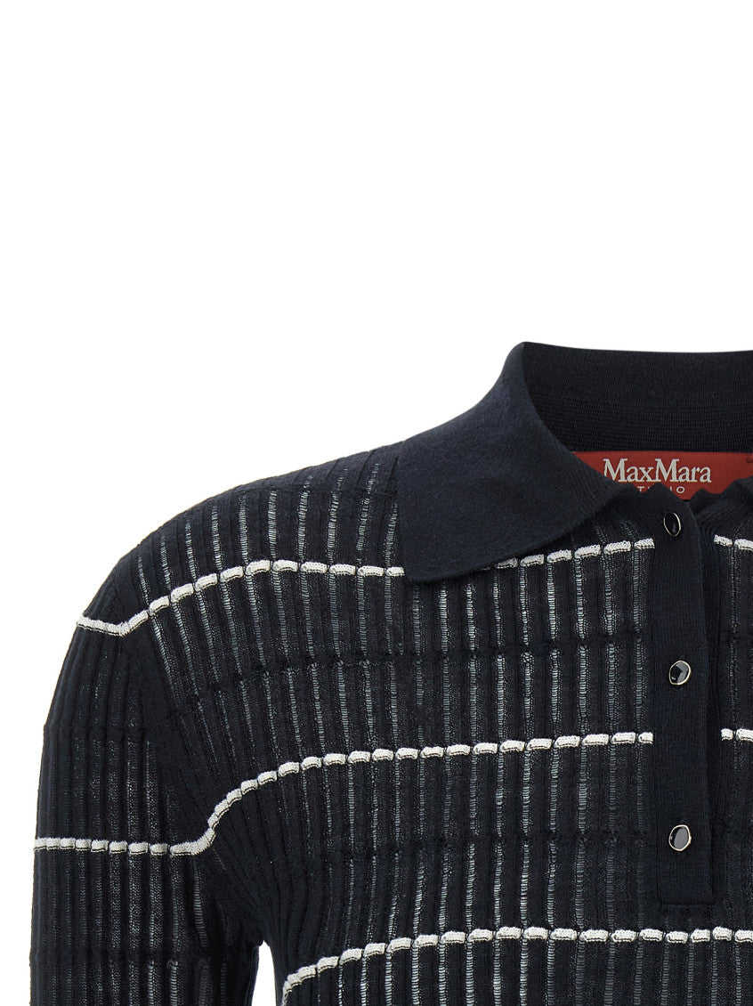 Blue Shirt Collar Striped Polo 3