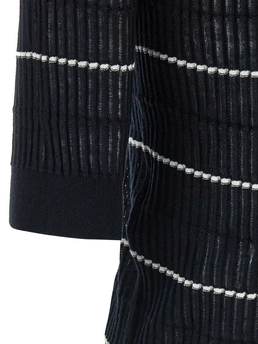 Blue Shirt Collar Striped Polo 4