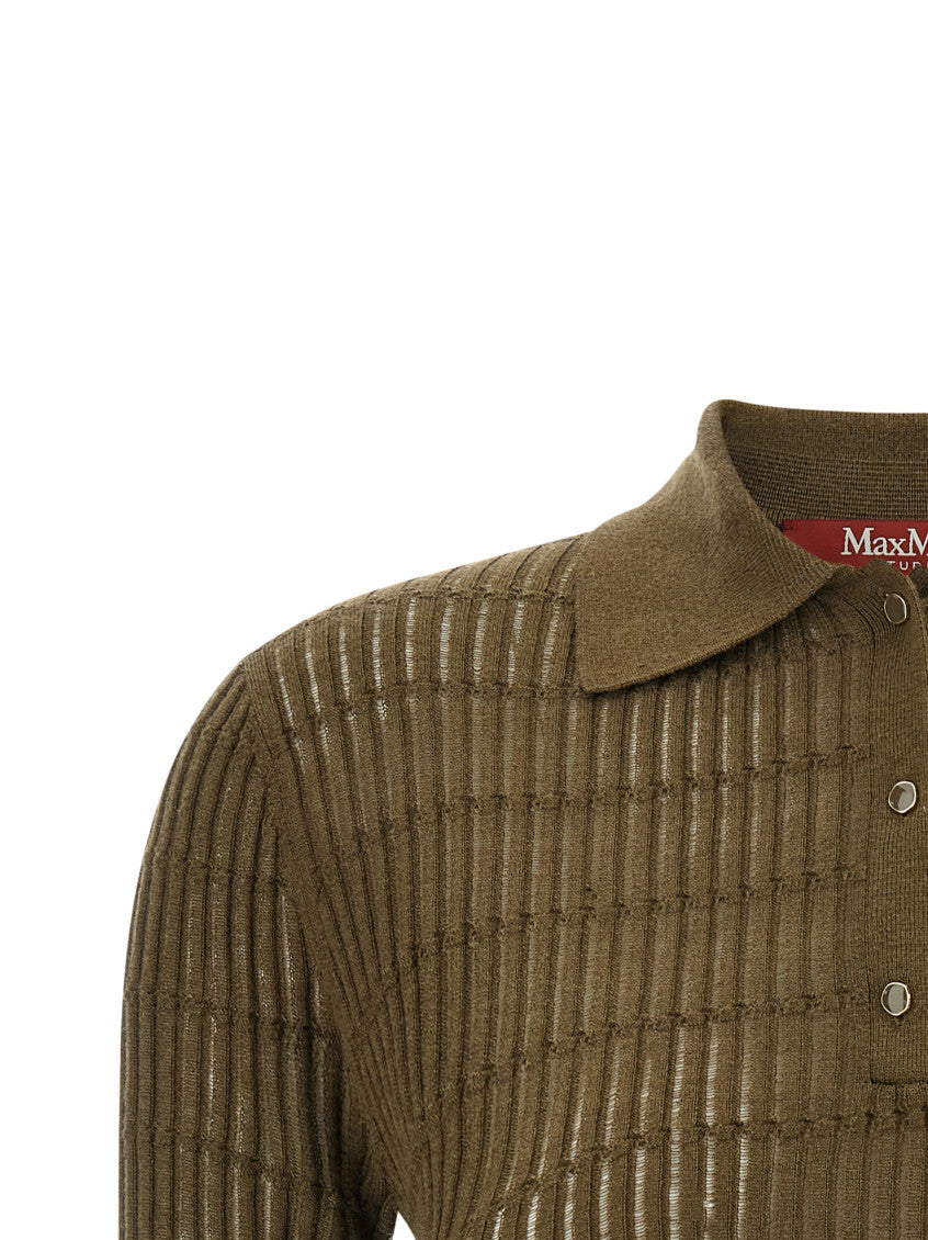 Green Shirt Collar Striped Polo 3