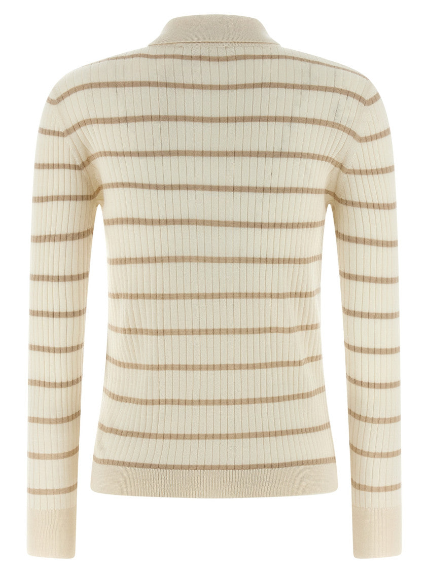 Beige Shirt Collar Ribbed Polo 2
