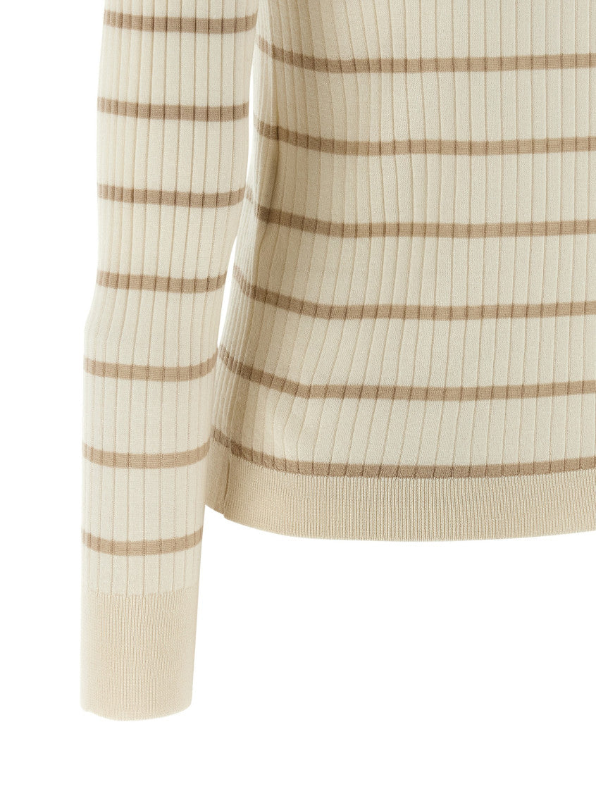 Beige Shirt Collar Ribbed Polo 4