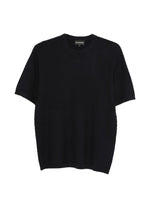 Blue Crew Neck Textured Knit  T-shirt 1