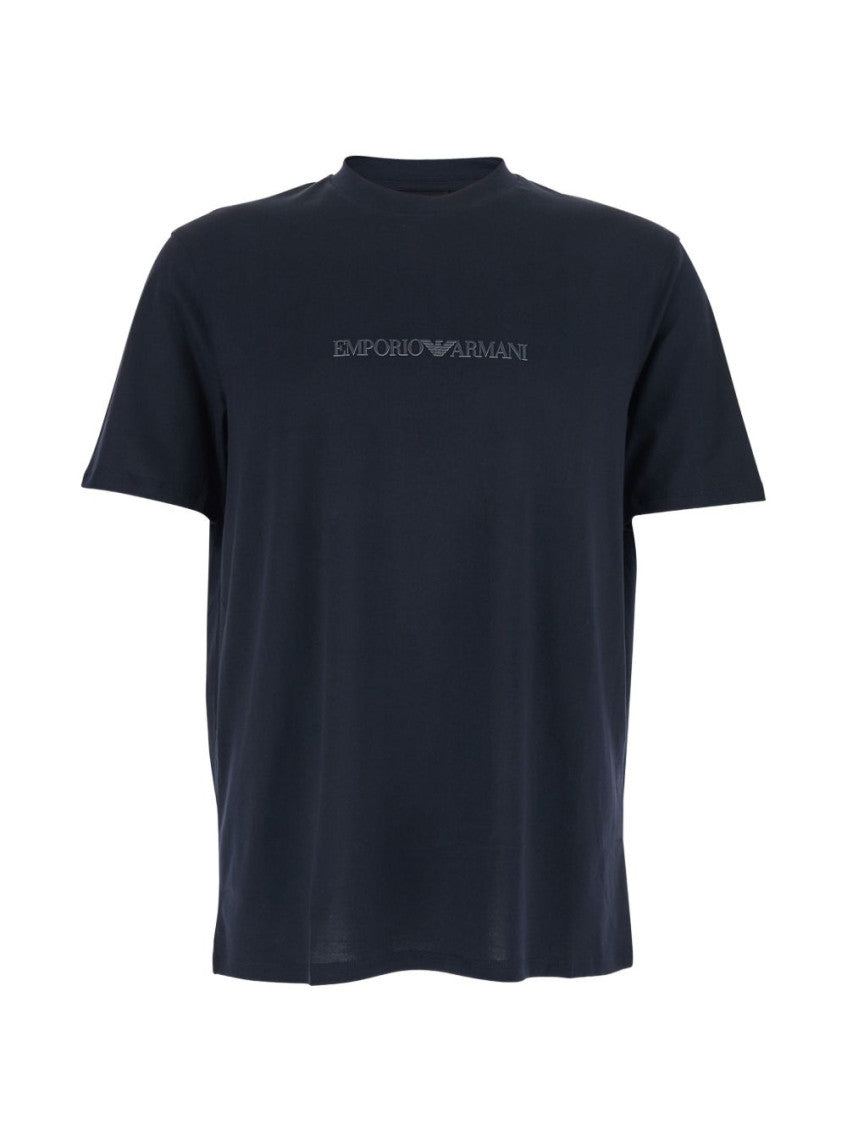 Blue Crew Neck Logo T-shirt 1