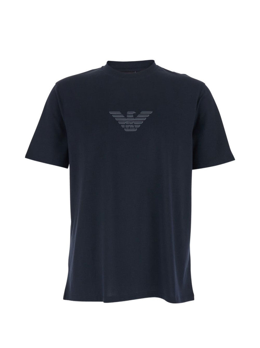 Blue Crew Neck Logo T-shirt 1