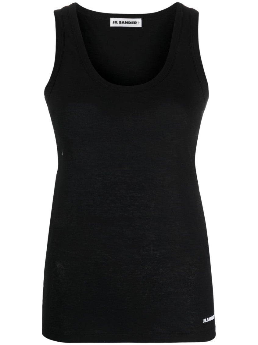 Black logo-print cotton tank top 1