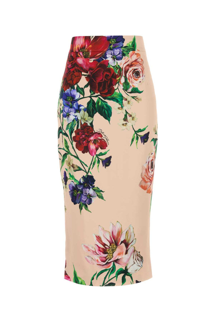 MultiColor Printed Stretch Satin Skirt 1