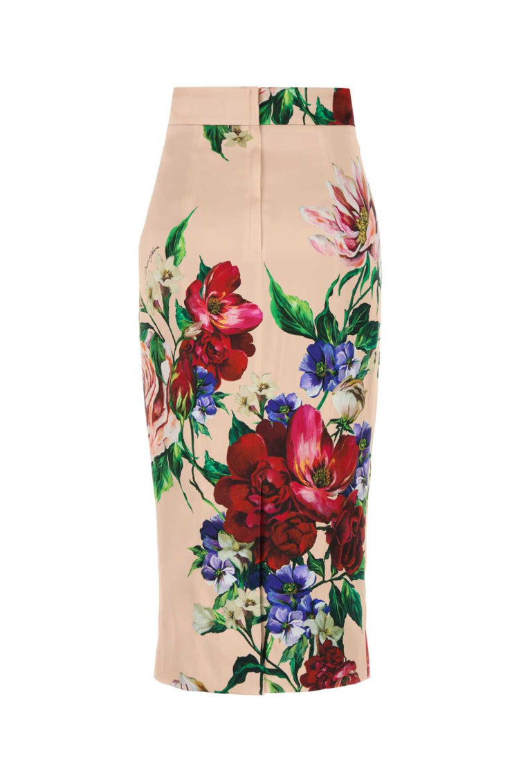 MultiColor Printed Stretch Satin Skirt 2