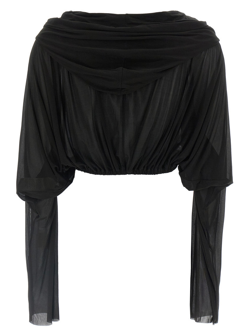 Black 'Crooped Hooded Tunic' sweater 2
