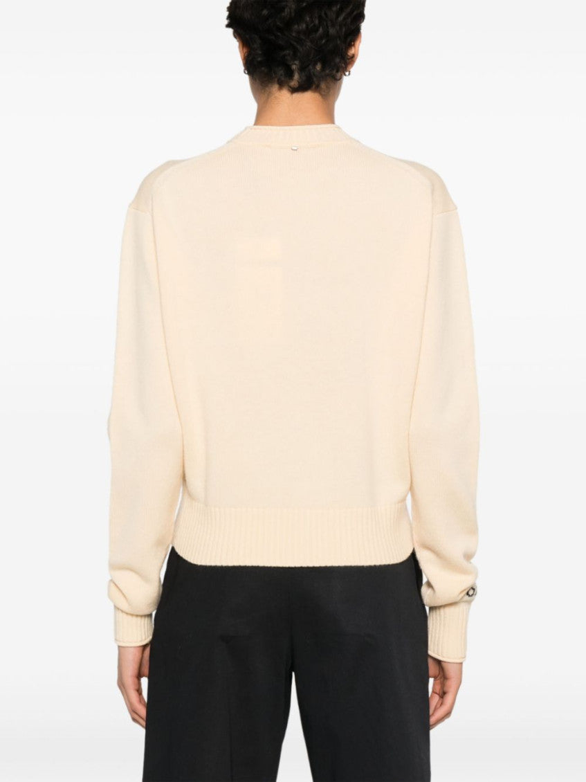 White Wool Crewneck Sweater 2