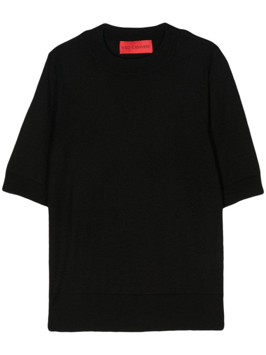 Black Selena fine-ribbed top 1