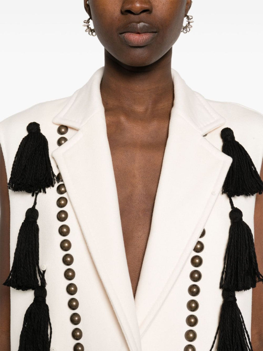 White Studded wool vest 4
