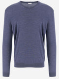 Blue V-Neck Solid Sweater 1