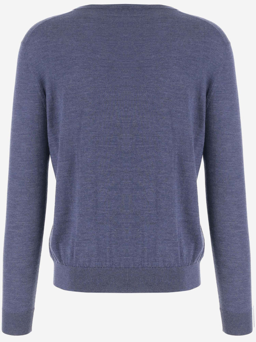 Blue V-Neck Solid Sweater 2