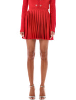 Red Pleated Knitted Mini Skirt 1