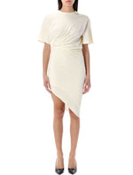 White Tshirt Draped Mini Dress 1