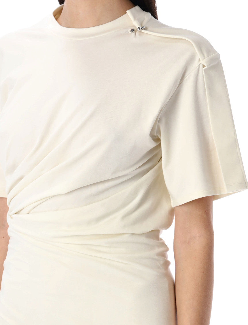 White Tshirt Draped Mini Dress 3