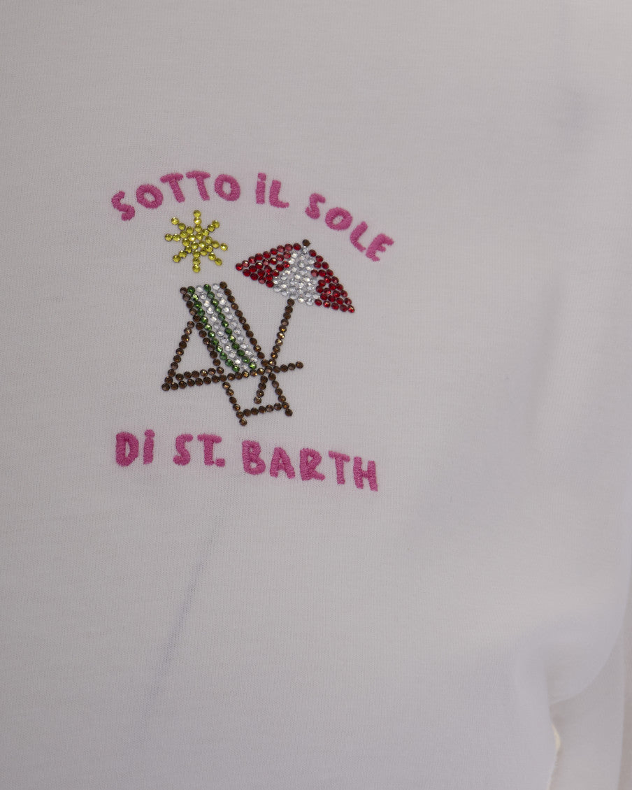 White Embellished Crew Neck T-Shirt 3