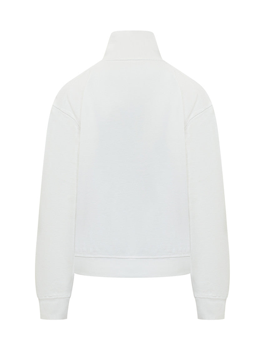 White Logo Mock Collar Sweatshirt 2