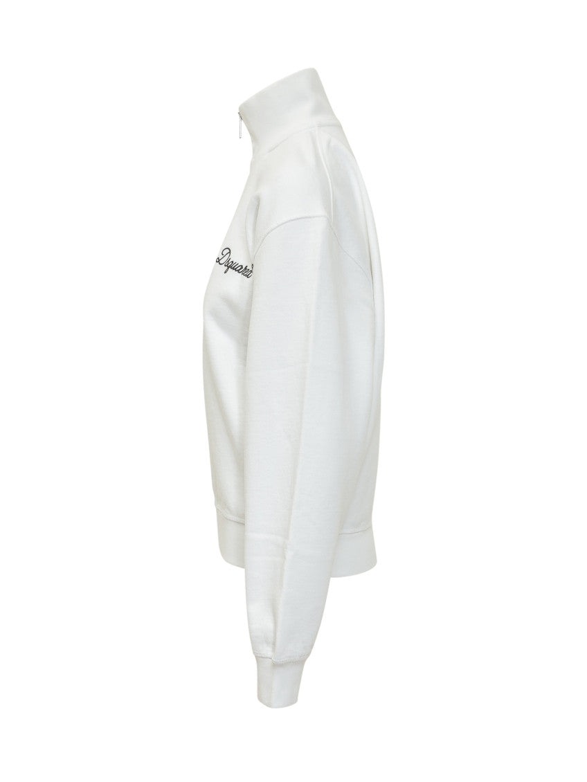 White Logo Mock Collar Sweatshirt 3