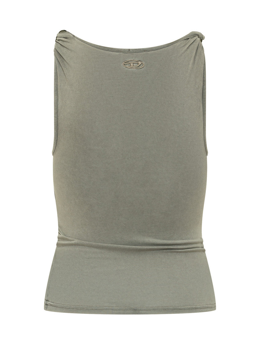 Grey Solid Scoop Neck Top 2