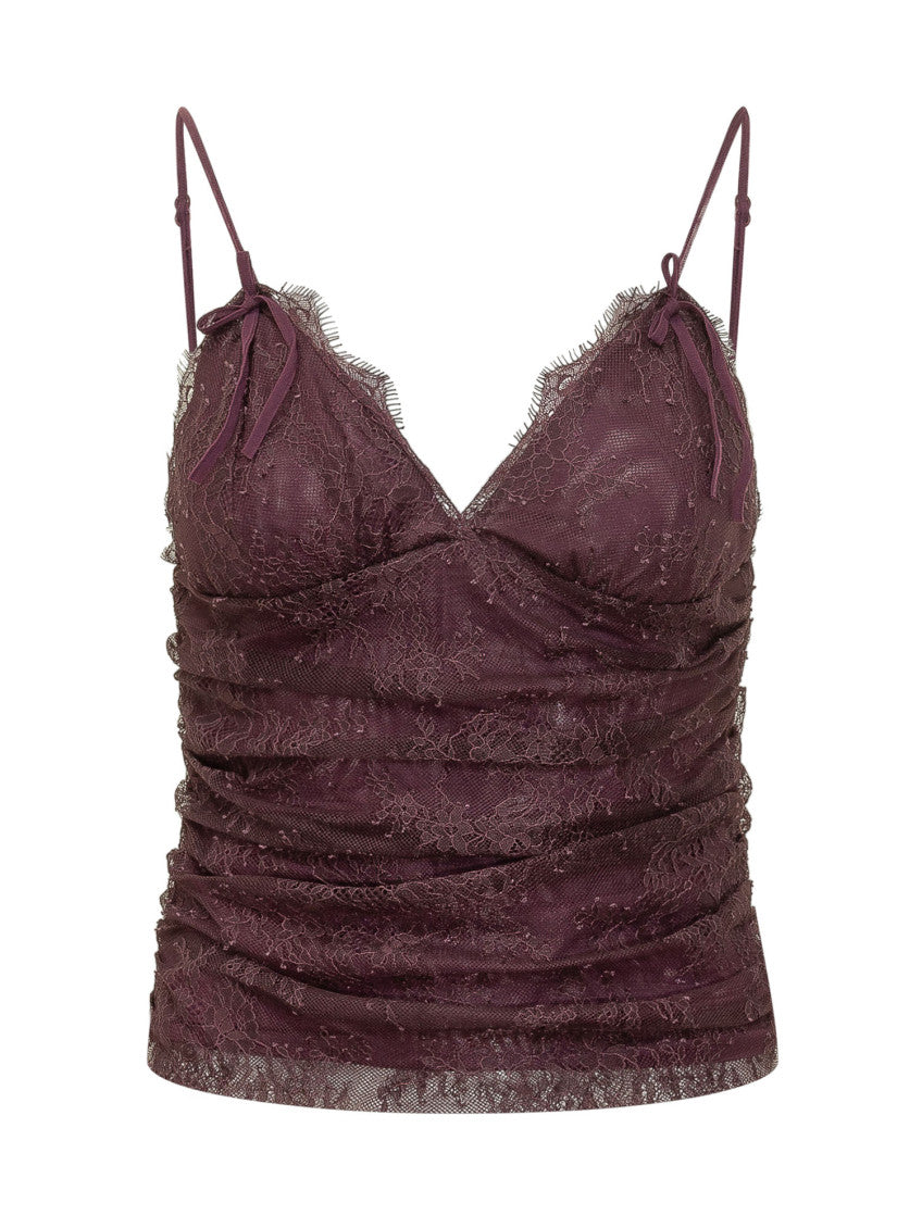 Red Lace V Neck Top 1