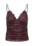 Red Lace V Neck Top 1